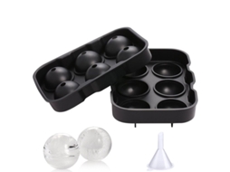 Conjunto De 2 Moldes De Hielo De Silicona Negro Con Tapa Bpa Free Inquebrantable Para Cubos Y Bolas Grandes