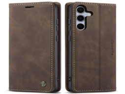 Capa Flip Samsung Galaxy A54 Compatibilidade Suporte Magnético Pu Tpu Castanho