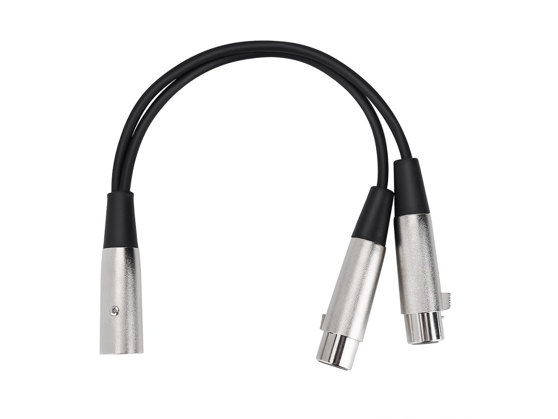 Cabo De Microfone Metal 33 Cm Com Xlr3m Para Xlr3f Duplo