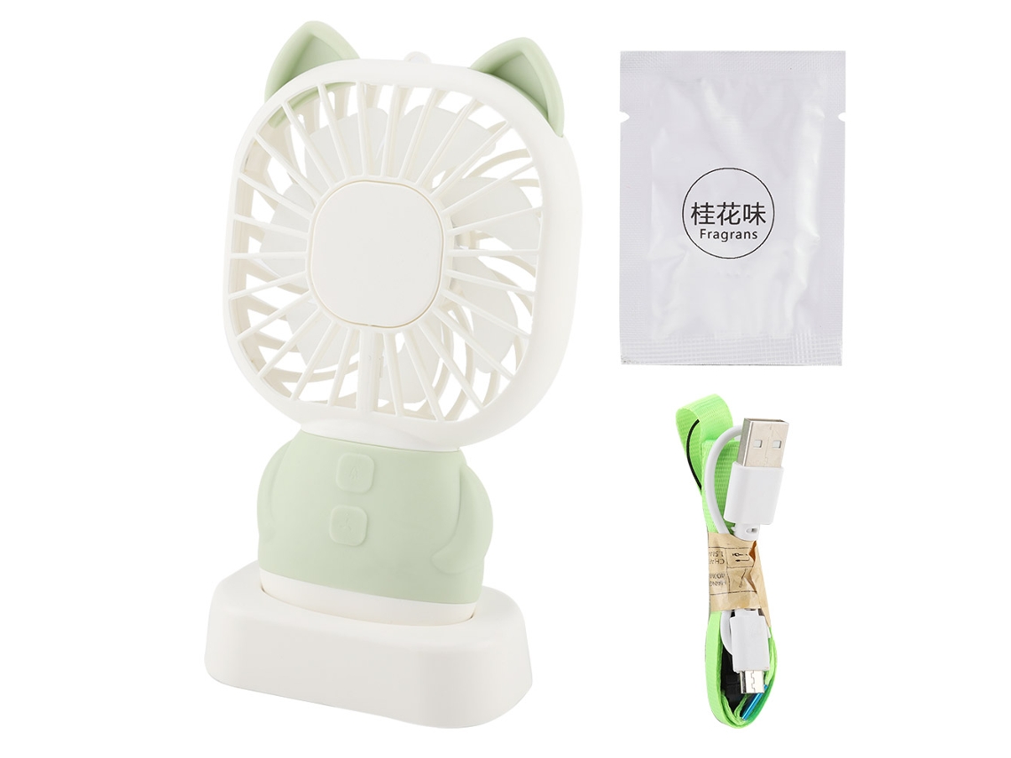 Ventilador Portátil Usb com Aromaterapia e Luz Noturna Verde