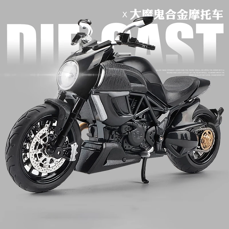 (preto) 1:12 Carro Em Liga De Carbono Vermelha, Modelo De Motocicleta Com Som E Luz