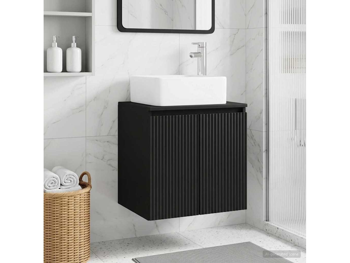 Vidaxl Vaidade Com Pia Suspensa Preto 53 X 35 X 63 Cm