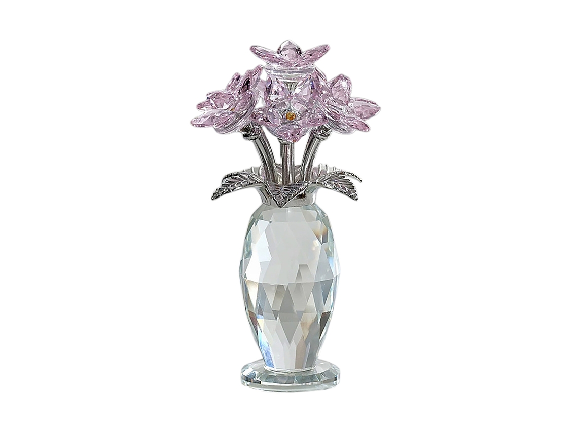 Adorno de Flor de Cristal Rosa Mesa Casamento Worten