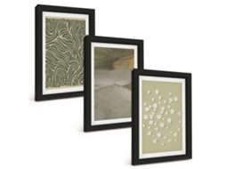 Composição De Quadros Padrões Abstratos De Flores Onduladas Espelharte (3 Peças 20x30 Cm)