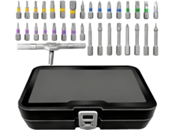 Conjunto De Bits Para Chave Fenda Com Catraca Ergonômica E Cabo Em T