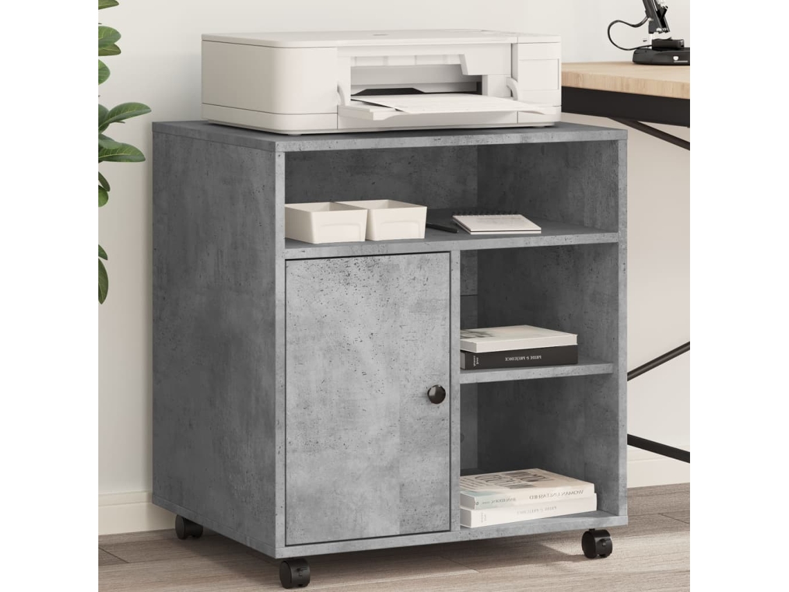 Vidaxl Suporte Para Impressora Com Rodas 60x50x67 Cm Cinzento Cimento