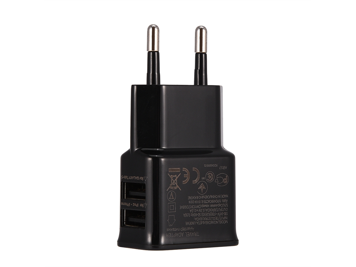 Carregador Rápido para Telefone Móvel Plugue Eu 5v 2a Preto Carregador Portátil para Viagens EOOCOO (carregamento Rápido Dual Usb)