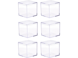 De 9 Caixas Quadradas De Acrílico, 8,5 Cm, Transparentes, Com Tampas Para Guardar Objetos.