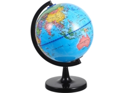 Globo terrestre educativo de plástico com base de 20 cm e mapa-múndi detalhado de alta definição.