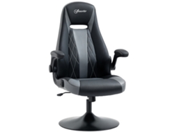 Cadeira ergonômica gamer, base metálica, giro 360°, altura ajustável, cinza/preto S/MARCA