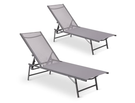 Conjunto de 2 Espreguiçadeiras Reclináveis para Exterior Dana Dark Grey MC HAUS