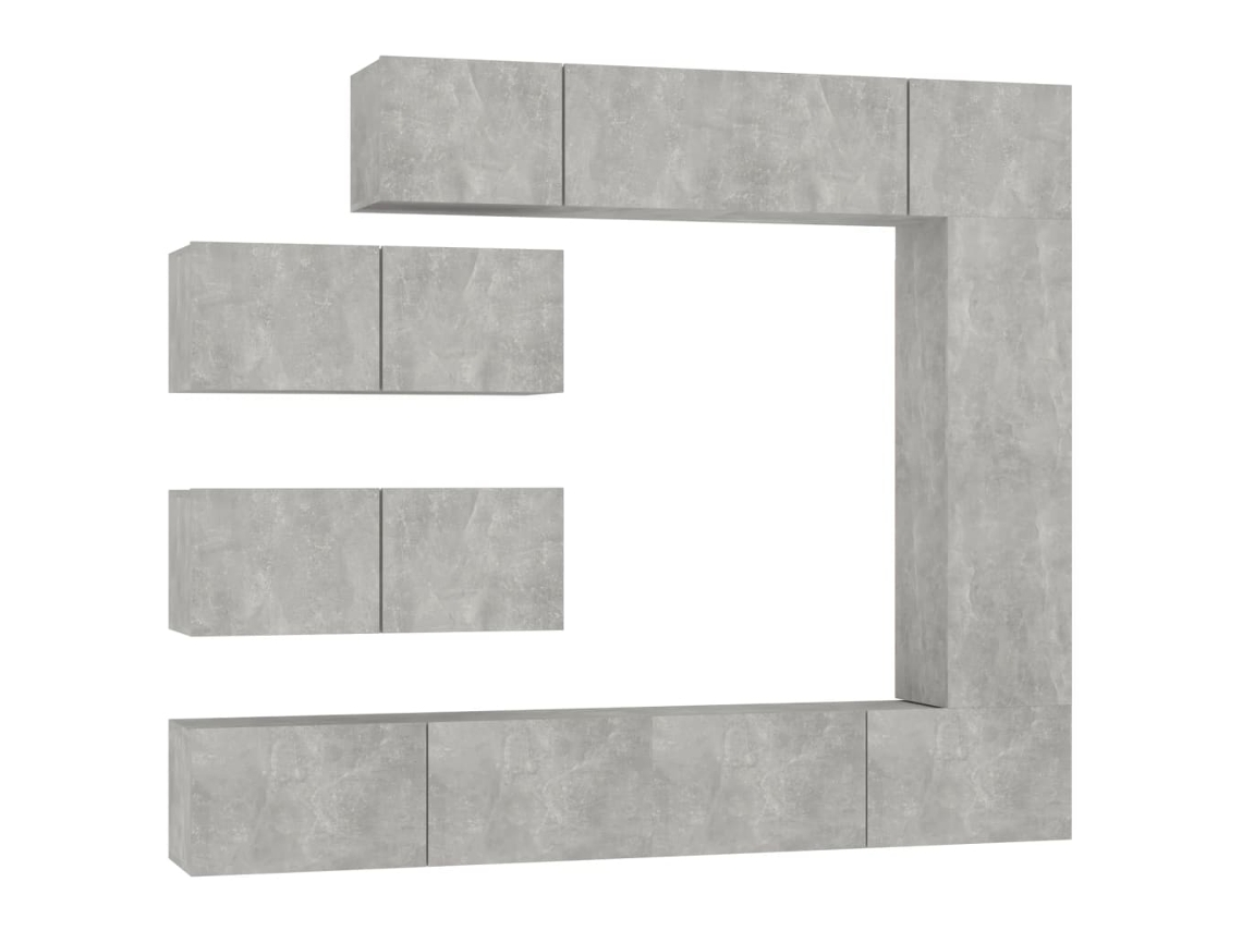Conjunto de Tv Moveis 7 Pcs Madeira Processada Cinzento Cimento MAISON EXCLUSIVE