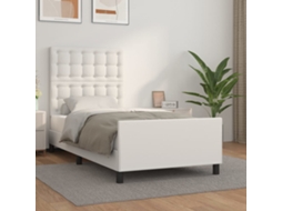 Vidaxl Estrutura De Cama C/ Cabeceira Couro Artificial 80x200cm Branco