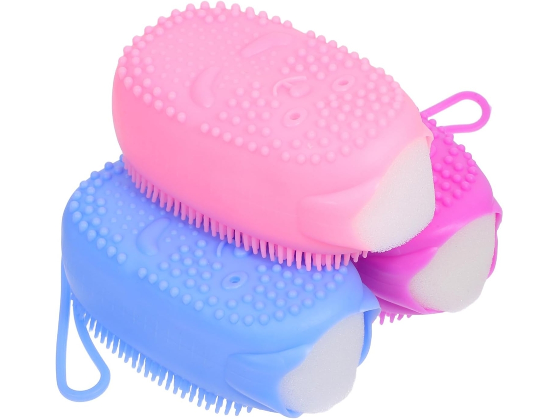 Conjunto De 3 Escovas Silicone Esfoliantes Dupla Face Ounona Para O Corpo, Com Cordão Para Pendurar, Para Limpeza