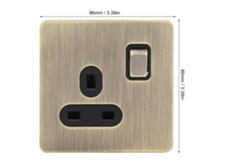 Laxiscreed Tomadas Switch Com Painel Em Aço Inoxidável E Acabamento Bronze Para Casa