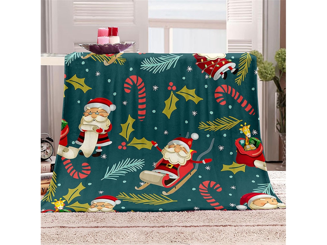 Manta de Flanela Fansu Estampa Natalina 3d Inverno Macia e Felpuda em Microfibra Ideal para Cama Ou Sofá Adequ