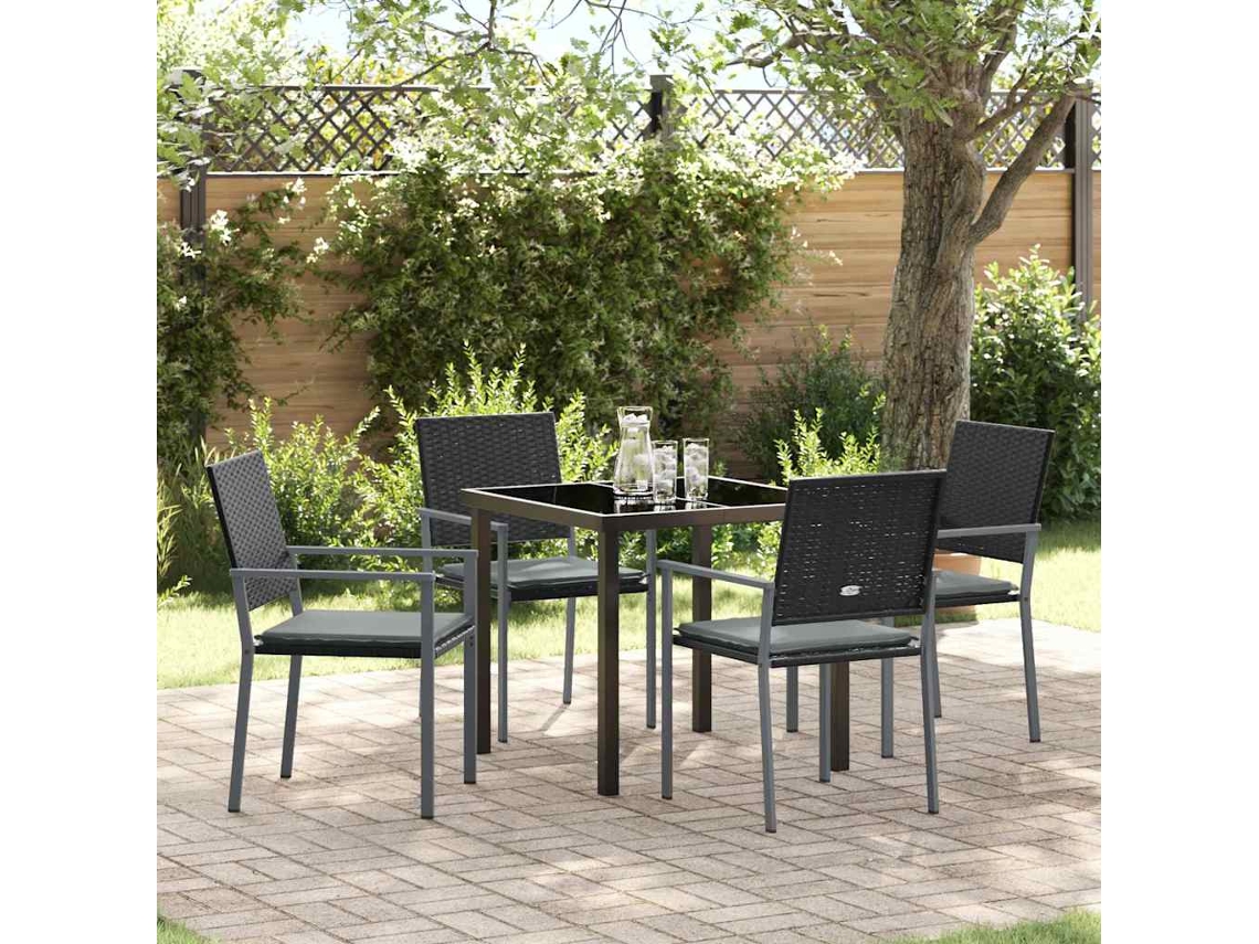 Vidaxl Conjunto De Jantar Para Jardim 5 Unid. Preto E Cinza Claro