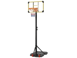 Tabela De Basquetebol Com Altura Ajustável 178-208 Cm Rodas Base Recarregável Para Exterior 75x56x210-240 Amarelo E Preto