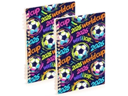 Conjunto de 2 Cadernos Espiral, 21,1 X 14,5 Cm Design Futebol Tamanho A5 Resistentes 60 Folhas para Planejam