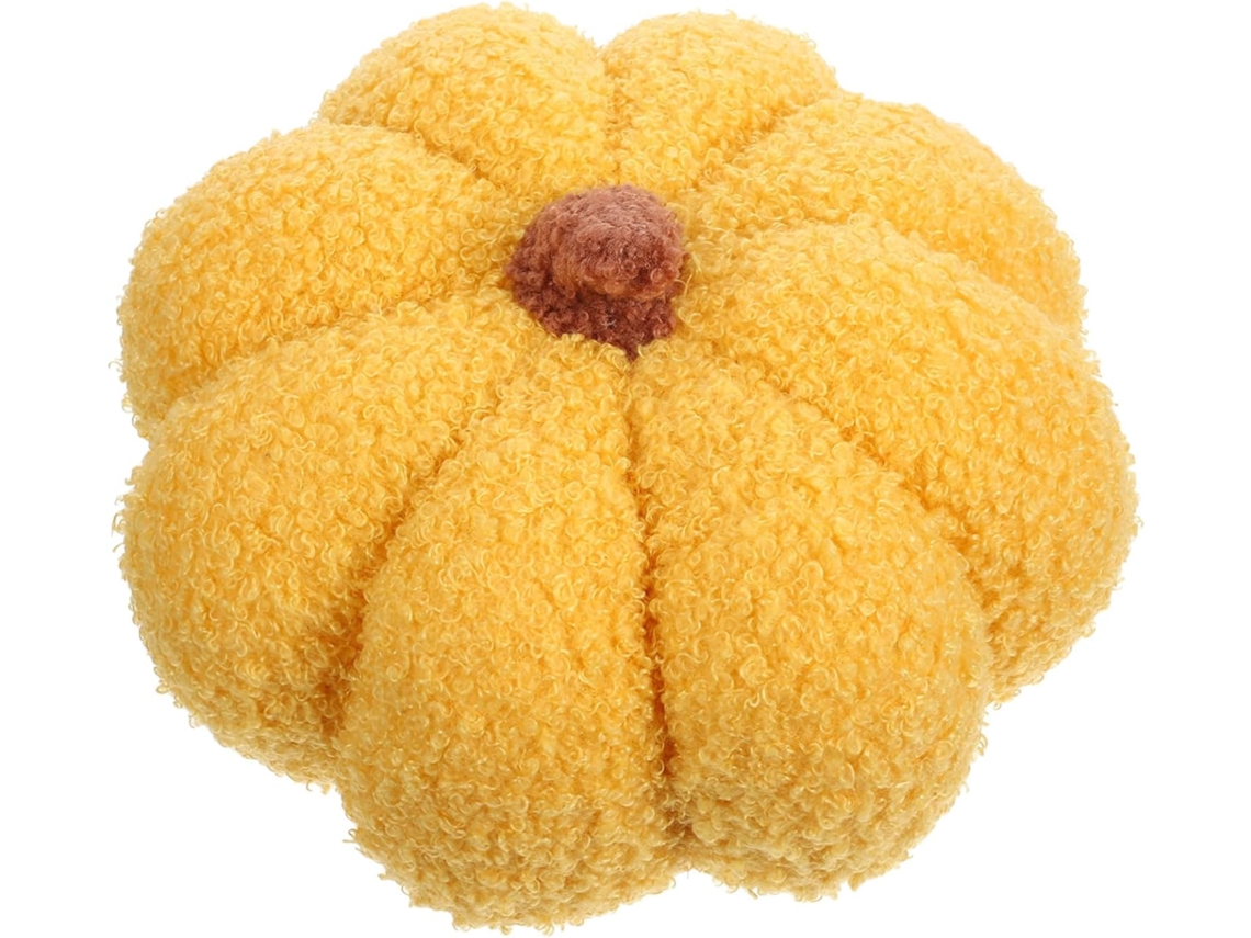 Almofada Decorativa em Formato de Abóbora, Pelúcia para Decoração Quarto e Casa, Amarela, Leve CHABERLU