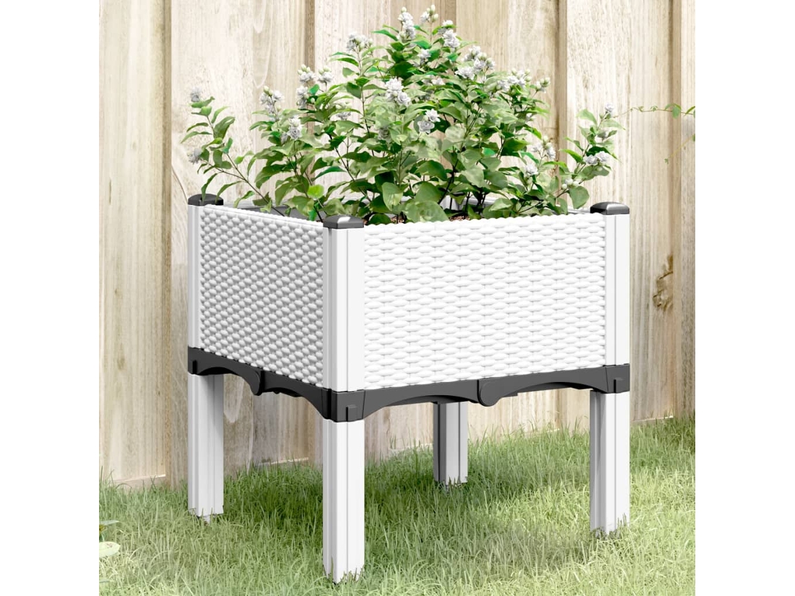 Vidaxl Vaso/floreira De Jardim C/ Pernas 40x40x42 Cm Pp Branco