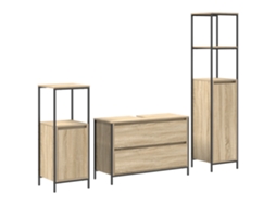 Conjunto 3 Prateleiras De Banheiro Vidaxl Castanho Derivados De Madeira (90 X 34,5 X 60 Cm)
