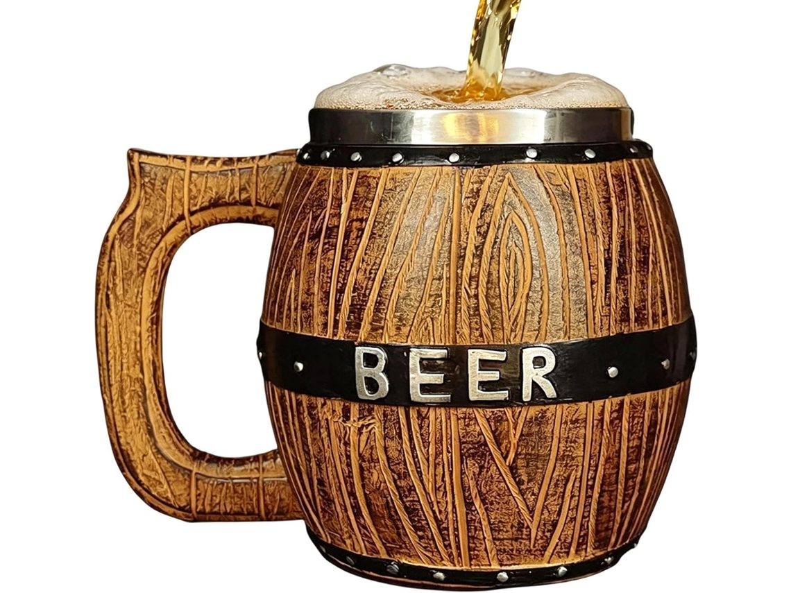 Copo De Cerveja De Aço Inoxidável De 550ml Com Visual Rústico.