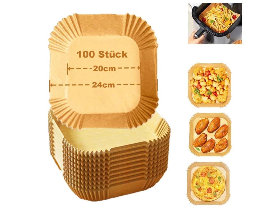 Papel Manteiga Para Fritadeira A Ar Quente, 100 Unidades De 20-24 Cm, Antiaderente, Assadeiras Descartáveis ​​para Quente.