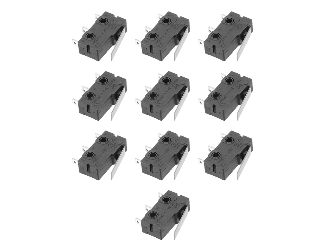 Conjunto De 20 Microinterruptores Elétricos, Com Dobradiça De Alavanca, De 3 Pinos Longos.