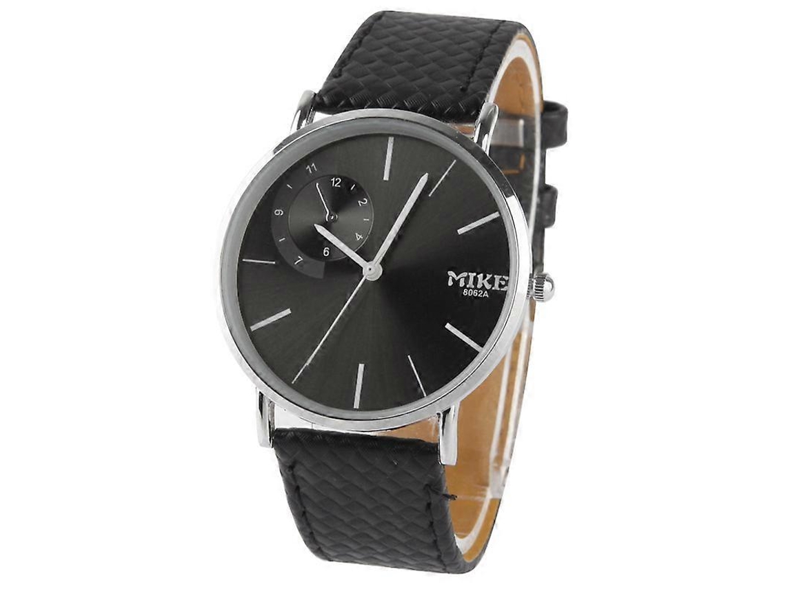 Relógio Masculino De Quartzo Com Mostrador Preto E Pulseira De Couro Preta.
