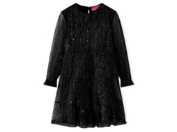 Vestido De Manga Comprida Para Criança Preto 128