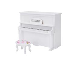 Acessórios Para Casa De Bonecas Mini Piano Vertical Com Taburete Móvel Simulação Branco Brinquedo