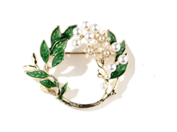 Broche De Muguete Linjou, Flor Favorita Da Rainha Elizabeth, Com Folhas Verdes E Pérolas Falsas, Estilo Vintage