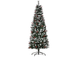 Árvore De Natal Artificial 180cm Ignífugo Com 539 Ramos 51 Bagas Folhas De Pvc Base Dobrável E Suporte Metálico Decoração De Para Interiores Verde