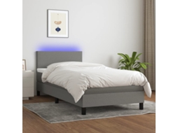 Vidaxl Cama Box Spring C/ Colchão E Led 90x190 Cm Tecido Cinza-escuro