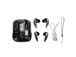 Aetheria 2 Pares Fones Ouvido Bluetooth 5.4 Tela Led Conexão Independente Baixa Latência Preto
