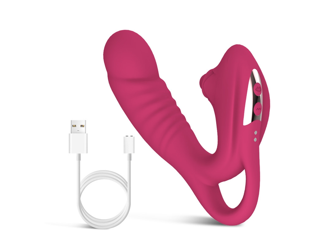 Vibrador De Silicone Com Motor Duplo, Massageador Feminino (rosa Vermelha)