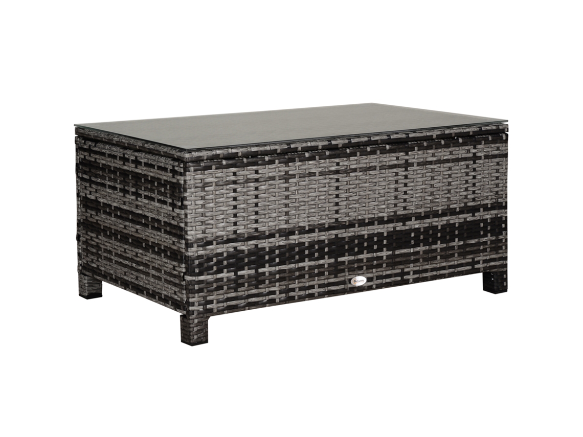 Mesa Centro Jardim Polirratã Cinza 85x50x39cm Varanda VELTRIX