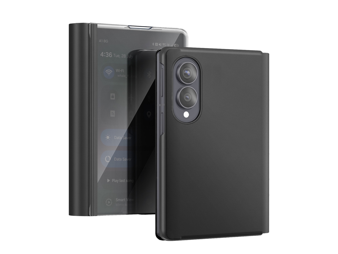 Capa Tipo Livro Espelho Para Galaxy Z Fold8 Efeito Couro Com Suporte