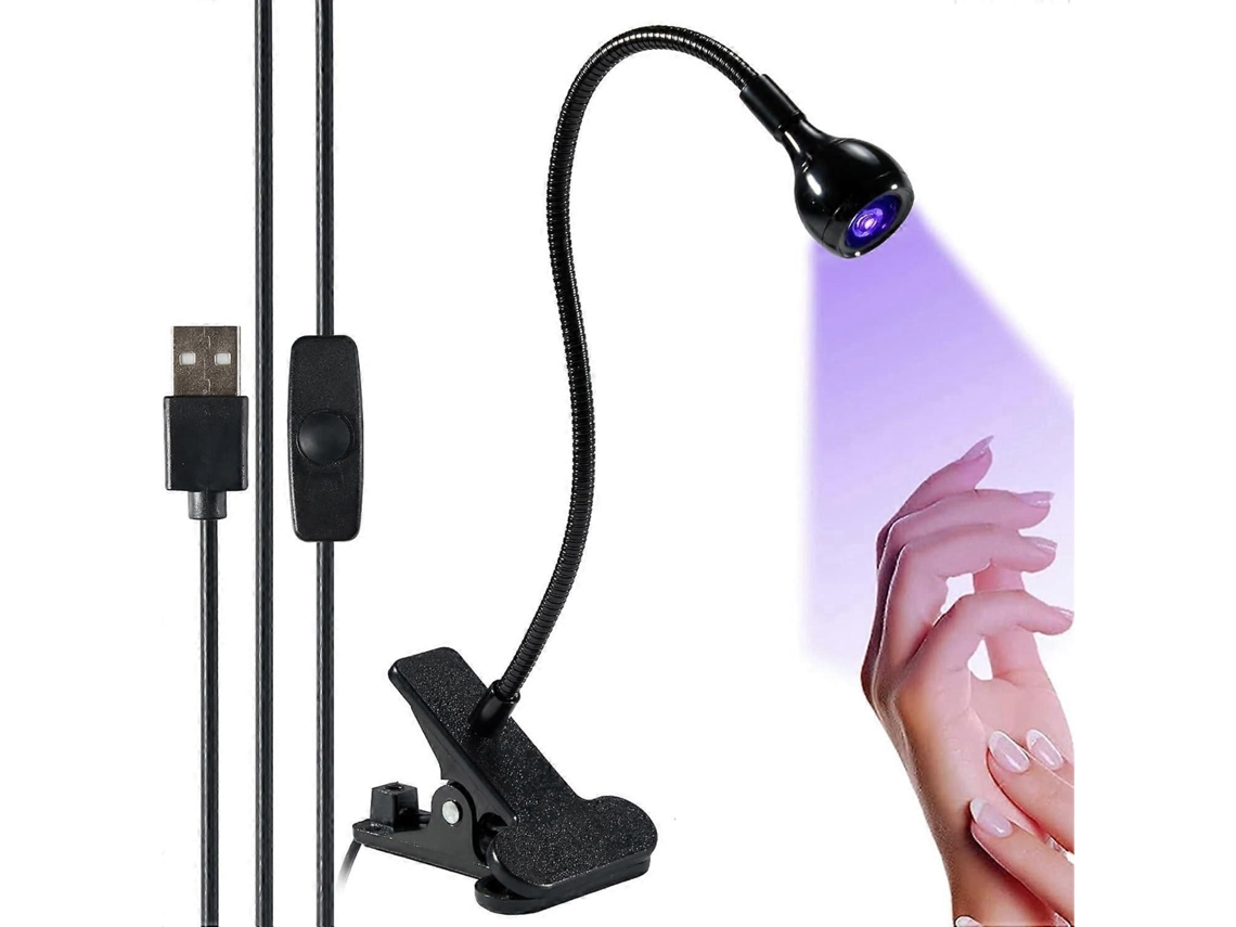 Lâmpada Led para Pregos, Secador de Unhas 3w com Gooseneck e Grampo Ajustável, Luz Uv Portátil Cura Manic Ure Salão Beleza GOKOCO