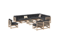 Vidaxl 11 Pcs Conjunto Sofás De Jardim Madeira De Pinho Maciça