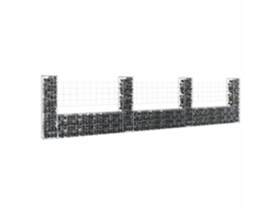 Vidaxl Cesto Gabião Em Forma De U C/ 4 Postes 380x20x100 Cm Ferro