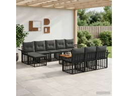 Vidaxl Conjunto De Sofás Para Exterior 11 Unid. Preto E Cinza Escuro