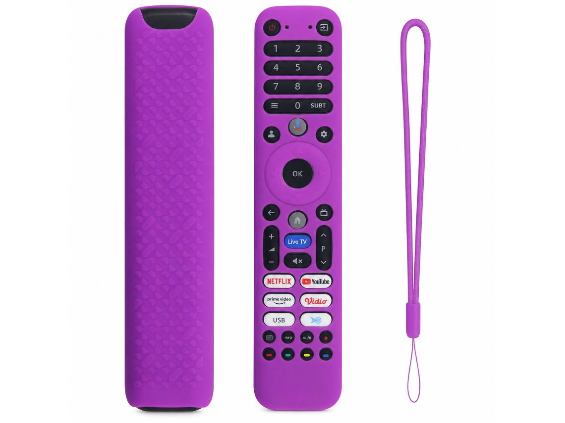 Capa De Silicone Roxa Para Comando De Voz Tv Compatível Com Chiq L32fm10v E U65m10f_dae