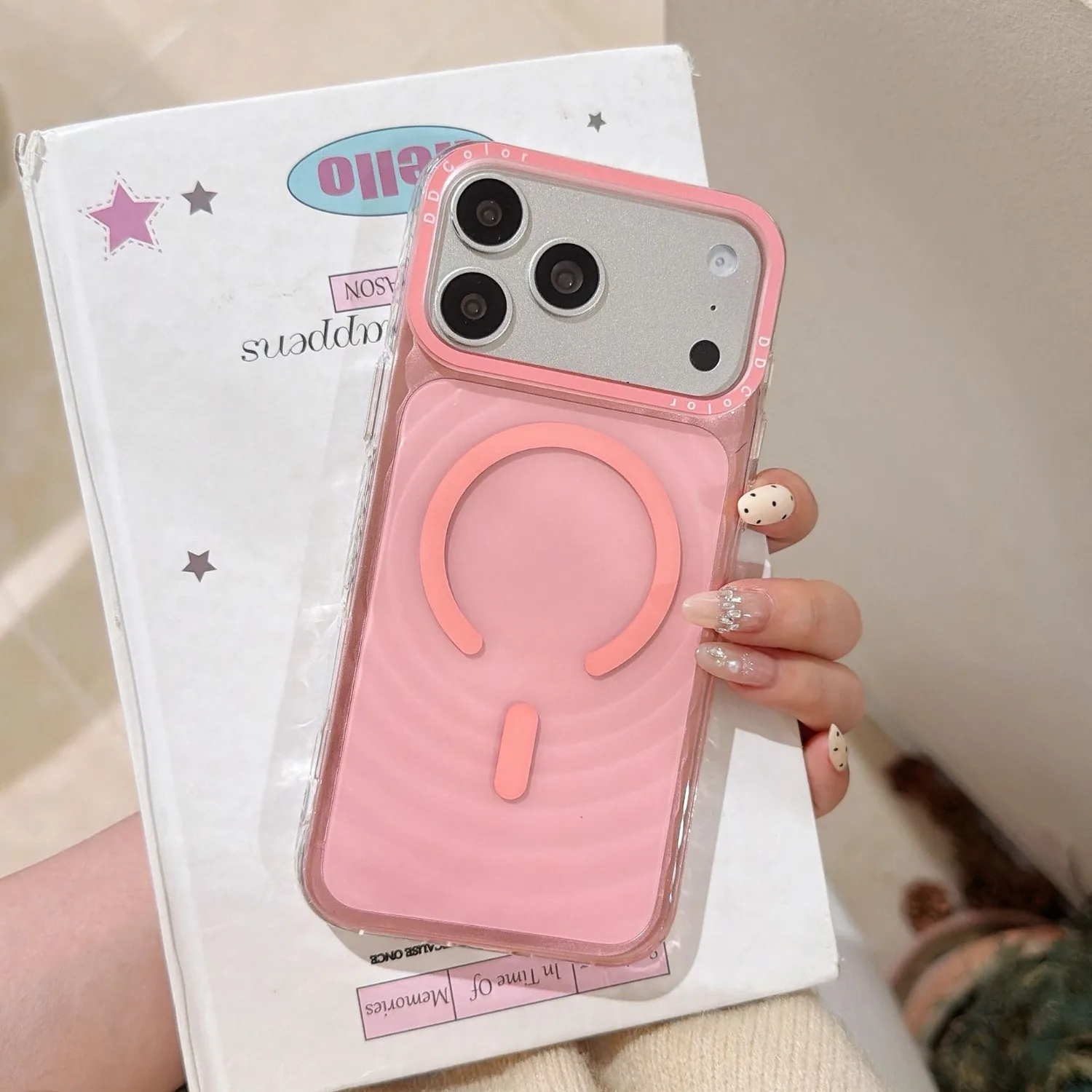 (rosa, Iphone 17 Pro Max) Capa Para Celular Com Estampa Ondulada 3d, Resistente Ao Amarelamento, Transparente E À Prova De Choque.
