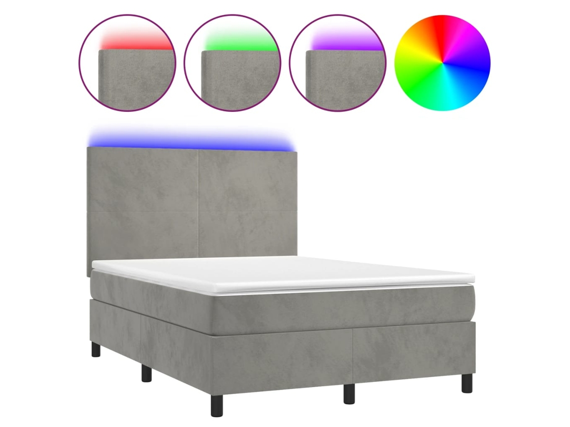 Box Spring Bed, Box Spring Beds Vidaxl Cinzeto Veludo (140 X 200 Cm)
