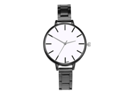 Relógio Analógico de Quartzo Feminino com Pulseira de Aço Estilo Casual e Elegante (preto)