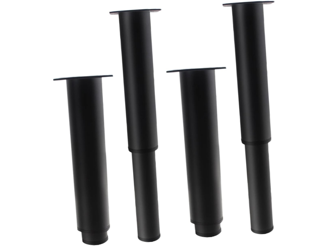 Conjunto De 4 Peças De Metal Preto Ajustáveis Para Mesa De Escritório Com Altura Ideal.