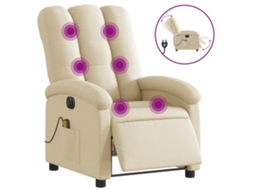 Electric Massage Recliner Chair, Electric Massage Recliner Chairs Vidaxl Creme Tecido