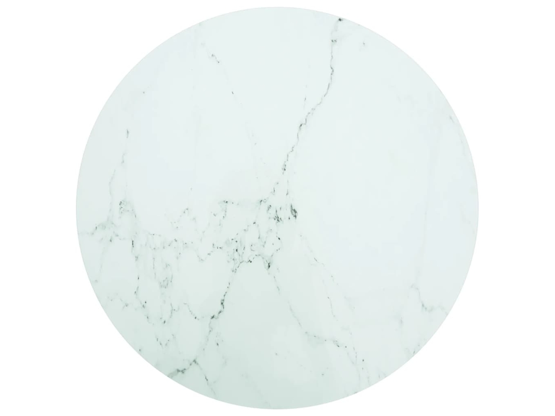 Vidaxl Tampo Mesa Ø90x1 Cm Vidro Temperado Design Mármore Branco